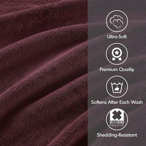 Concierge Collection 18-piece 100% Ring-spun Cotton Towel Set Wine - Picture 2 of 2